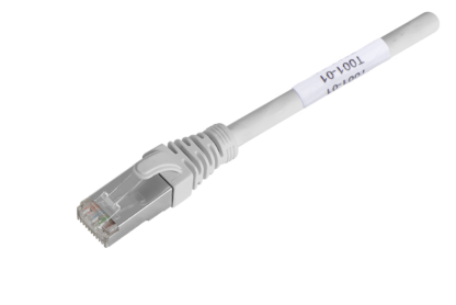 Cordon RJ45 S/FTP Cat6A LSZH blanc avec étiquettes