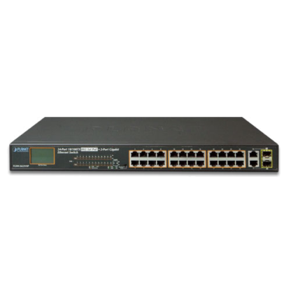 FGSW-2622VHP - Switch Plug & Play Fast Ethernet 24 ports PoE+, 2 ports Combo, LCD, rackable 19P