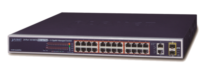 FGSW-2624HPS4 - Switch WebSmart Fast Ethernet 24 ports PoE+, 2 ports Combo R45/SFP, rackable 19"