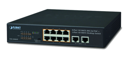 FSD-1008HP - Switch Plug & Play Fast Ethernet 10 ports 10/100Base-TX dont 8 PoE+, fonction PoE étendu jusqu'à 250 mètres