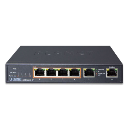 GSD-604HP - Switch Plug & Play Gigabit Ethernet 6 ports dont 4 ports PoE+, format desktop