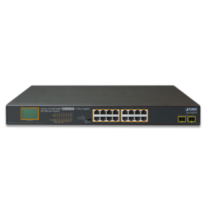 GSW-1820VHP - Switch Plug & Play Gigabit Ethernet 16 ports PoE+, 2 emplacements SFP 1000Base-X, rackable 19"