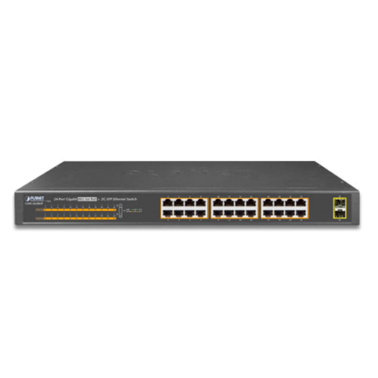 GSW-2620HP - Switch Plug & Play Gigabit Ethernet 24 ports PoE+, 2 emplacements SFP, rackable 19"