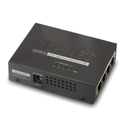 HPOE-460 - Injecteur/hub PoE/PoE+ 30 W, 4 ports 10/100/1000Base-TX, alimentation externe