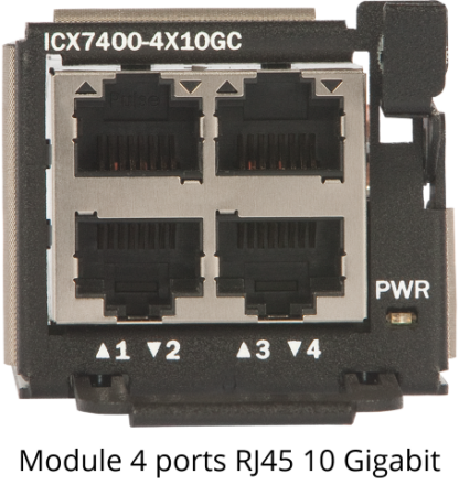 ICX7450-24P-E2 - Switch modulaire L3, 24 ports Gigabit PoE+ dont 8 PoH, 4 ports SFP+ 10G, 2 ports QSFP+ 40G, deux alimentations – Image 4