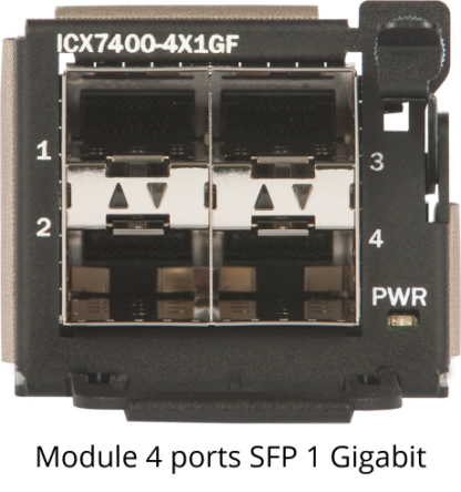 ICX7450-48P-E - Switch modulaire L3, 48 ports Gigabit PoE+ dont 8 PoH, 3 modules de stack/uplink préinstallés, avec alimentation – Image 3