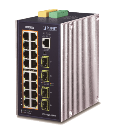 IGS-6325-16P4S - Switch industriel IP30 manageable niveau 3, 16 ports PoE+ Gigabit Ethernet, 4 emplacements SFP