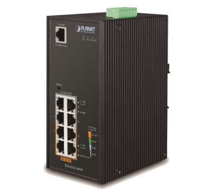 IGS-4215-4P4T - Switch Industriel IP30 manageable niveau 2, 8 ports Gigabit Ethernet dont 4 ports PoE+