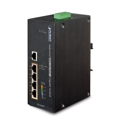 IGS-504HPT - Switch industriel IP30 Plug & Play 5 ports Gigabit Ethernet dont 4 PoE+