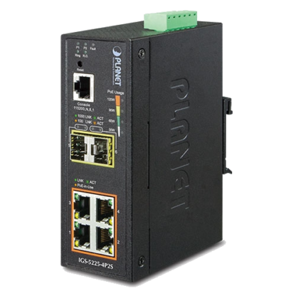 IGS-5225-4P2S - Switch Industriel IP30 manageable niveau 2+, 4 ports PoE+ Gigabit Ethernet, 2 emplacements SFP