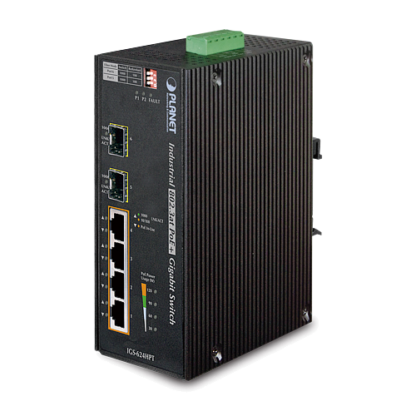 IGS-624HPT - Switch industriel IP30 Plug & Play 4 ports PoE+ Gigabit Ethernet, 2 emplacements SFP