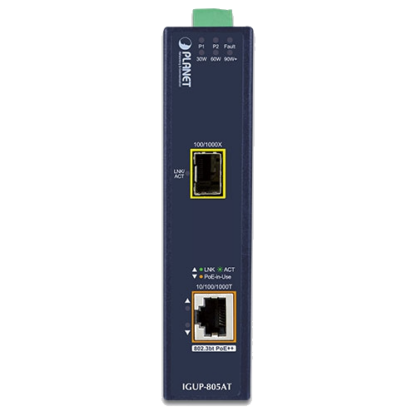 IGUP-805AT - Convertisseur de média industriel IP30 Gigabit Ethernet Ultra PoE 95 W vers 1 emplacement SFP – Image 2