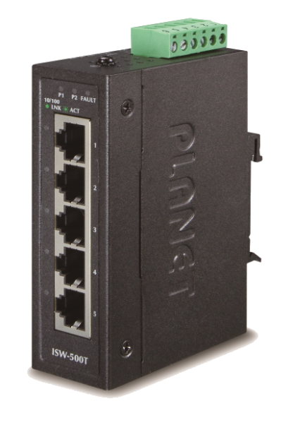 ISW-500T - Switch industriel IP30 Plug & Play 5 ports Fast Ethernet, température étendue, format compact