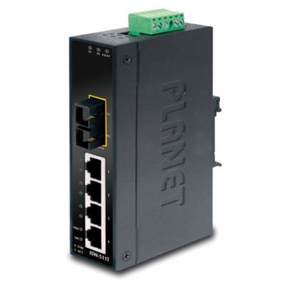 ISW-511T & 511TS15 - Switches industriels IP30 Plug & Play 4 ports Fast Ethernet & 1 port optique, température étendue