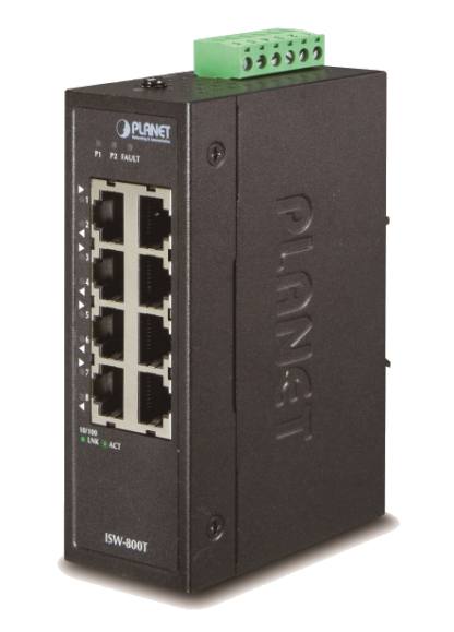 ISW-800T - Switch industriel IP30 Plug & Play 8 ports Fast Ethernet, température étendue, format compact