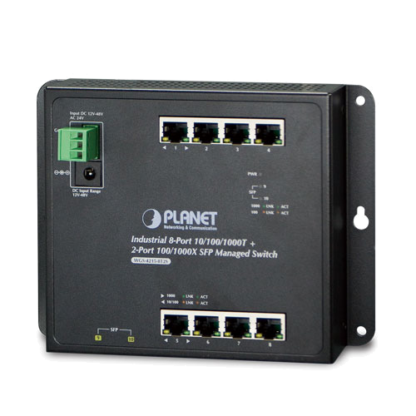 WGS-4215-8T2S - Switch industriel IP30 manageable L2, 8 ports Gigabit Ethernet  & 2 ports SFP, montage sur mur