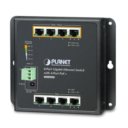 WGS-804HP - Switch industriel IP30 Plug & Play 8 ports Gigabit Ethernet dont 4 ports PoE+, montage sur mur